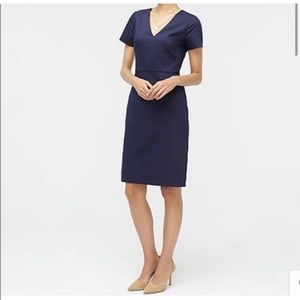 J Crew Cap-sleeve V-neck work dress in Navy Size 8